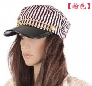 Casquette rayée à sequins Rosé