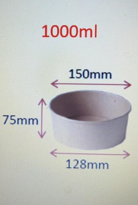 BOLS À SALADE EN CARTON, 1000mL, 1 PACK DE 300 PIECES à 40 EUR HT (0,13 EUR L'UNITÉ)