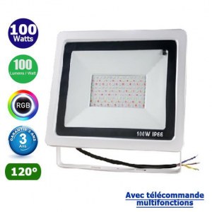 Projecteur LED RGB - 100 Watts - 10 000 Lumens - 100 Lumens/Watt - Angle 120° - IP66 -...