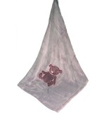 Couverture polaire - 75 x 100 cm - brodée ours - bordeaux