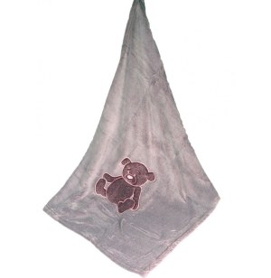 Couverture polaire - 75 x 100 cm - brodée ours - bordeaux