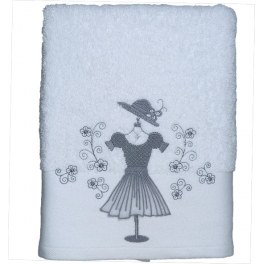 Serviette invité - 30 x 50 cm - brodée gala - blanc
