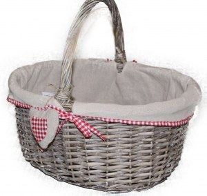 PANIER OVALE EN OSIER ET TISSU