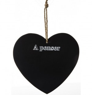 Mémo ardoise à accrocher - petit tableau à craie en forme de coeur