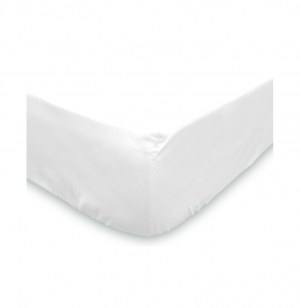Drap housse 90 x 190 cm - blanc - 100% coton 57 fils