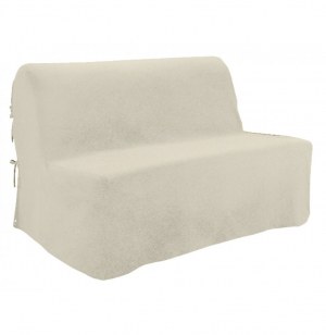 Housse bz matelassée - ecru - 140 x 200 cm fermeture nouettes