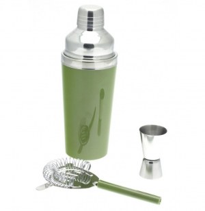 Coffret cocktail - 3 pièces - shaker et accessoires - vert