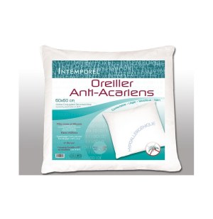 Oreiller anti acariens - 60 x 60 cm - moelleux et hypoallergénique
