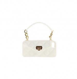 Pochette iphone 4/4s - blanc avec matériaux or