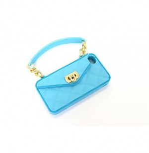 Pochette iphone 4/4s - bleu turquoise avec matériaux or