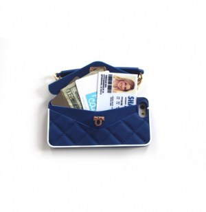 Pochette iphone 5 - bleue marine avec alliage en or