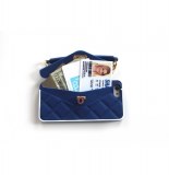 Pochette iphone 5 - bleue marine avec alliage en or