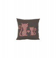 Coussin honorine 30 x 30 cm - marron - chat