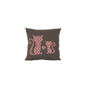 Coussin honorine 30 x 30 cm - marron - chat