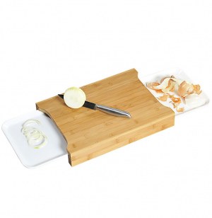 Planche à découper avec bacs récupérateurs intégrés