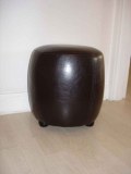 Pouf Chaise tabouret simili cuir rond marron wengué pin