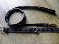 Lot : Laisse + collier - Cuir Noir - Ht de Gamme