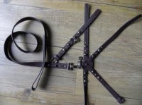 Lot Laisse + Collier + Harnais - CUIR Marron