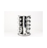 Présentoir pots à épices argenté - rotatif - 16 pots