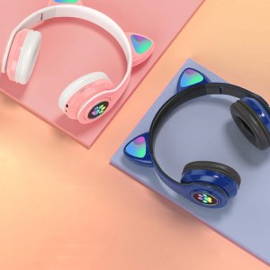 CASQUE BLUETOOTH LED RGB ENFANT OREILLES DE CHAT PV33