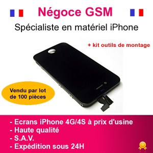 VITRE TACTILE IPHONE 4G/4S (NOIRE ou BLANCHE) + ECRAN LCD SUR CHÂSSIS + OUTILS