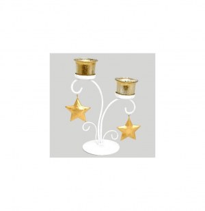 Photophore à poser 2 bougies - décor étoile - bougies