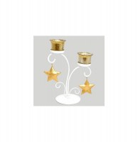 Photophore à poser 2 bougies - décor étoile - bougies