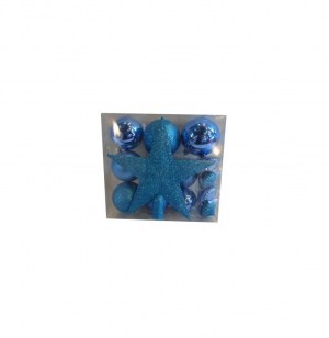 Kit 18 décorations de sapin - boule et cimier - bleu nuit