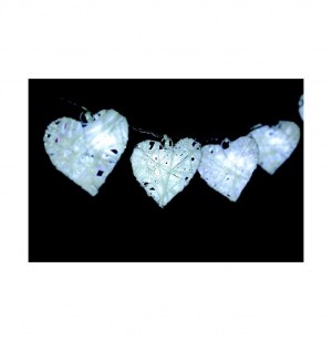 Guirlande d'intérieur - 10 coeurs ou étoiles rotin - blanc froid - 1
