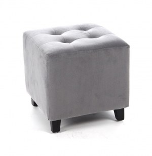 Pouf carré - velours - gris - tabouret design