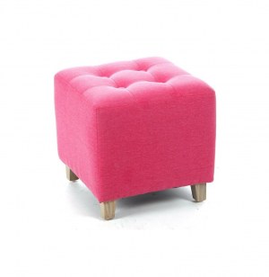 Pouf carré - lin et coton - rose - tabouret design