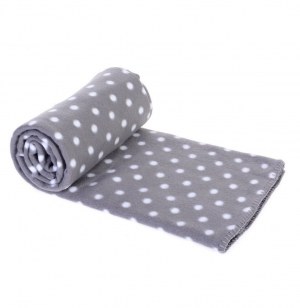 Plaid polaire à pois - gris - 125 x 150 cm