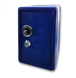 Coffre fort métal - tirelire sécurisée - bleu