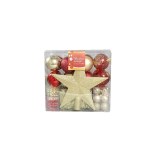 Kit de 44 décorations pour sapin - rouge et or - guirlandes, boules e