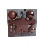 Kit 18 décorations de sapin - boule et cimier - beige