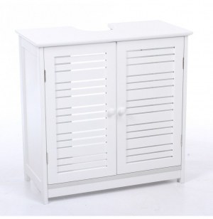 Meuble dessous de lavabo blanc - rangement salle de bain