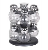 Présentoir a épices rotatif double niveau - 12 pots en verre