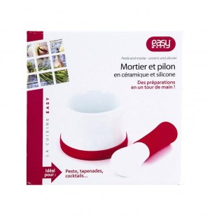 Mortier et pilon en céramique et silicone - pilez en un tour de main