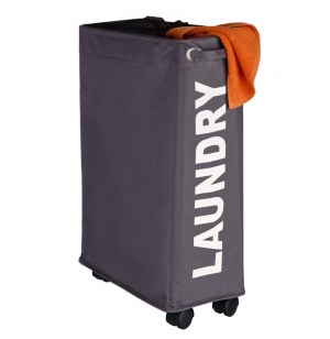 Panier à linge gris 43l à roulettes corno - wenko - poignées souple