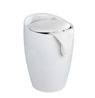 Tabouret de douche blanc - wenko - panier à linge intégré