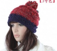 Bonnet à pompon color bloc