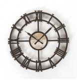 Pendule ronde vintage noir - design central - d 43 cm