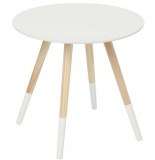 Table café blanche avec bois de pin - jja - modèle mileo l48 x p48 x
