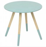 Table café bleue avec bois de pin - jja - modèle mileo l48 x p48 x h