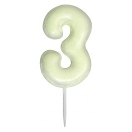 Bougie anniversaire phosphorescente chiffre 3