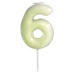 Bougie anniversaire phosphorescente chiffre 6