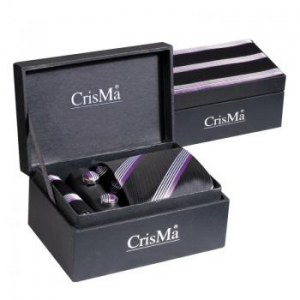 SET HOMME CRAVATE NOIR/LILAS