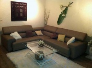 Canapé Angle en cuir avec table basse