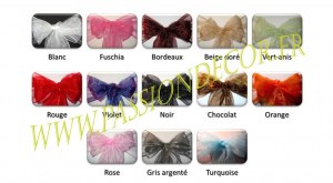 Vente de noeud de chaise Organza et Satin.