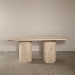 TABLE RECTANGULAIRE MARBRE TRAVERTIN STELLA MEUBLES